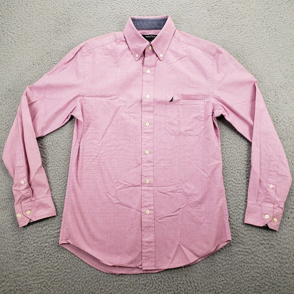 Nautica Shirt Mens 14.5 32/33 Pink Button Down Active Fit Classiccore‎ Pocket
